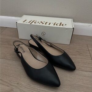 Life Stride Women's Black Slingback Heels